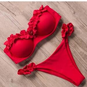 Red Ruffled Bikini Set - Small